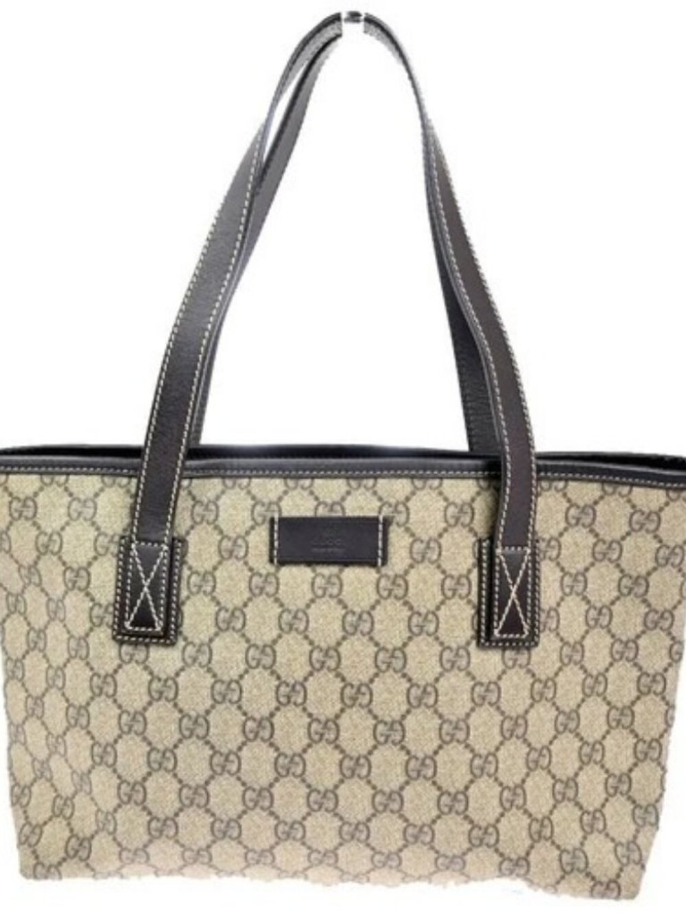 GUCCI Logo GG Pattern Shoulder Bag Supreme Leather Brown Italy 84KP459